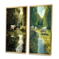 thumbnail image 3 of Designart "Rural Scene Cows by a Lake IV" Animals Cow Framed Wall Art Set Of 2 - Modern Green Framed Wall Art Set Of 2, 3 of 6