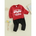 thumbnail image 3 of Suealasg Toddler Girls Valentine's Day Clothes 6M 1T 2T 3T Baby Long Sleeve Letter Print Sweatshirt Elastic Pants Sets 2 Piece Kids Girls Cute Spring Outfits, 3 of 9