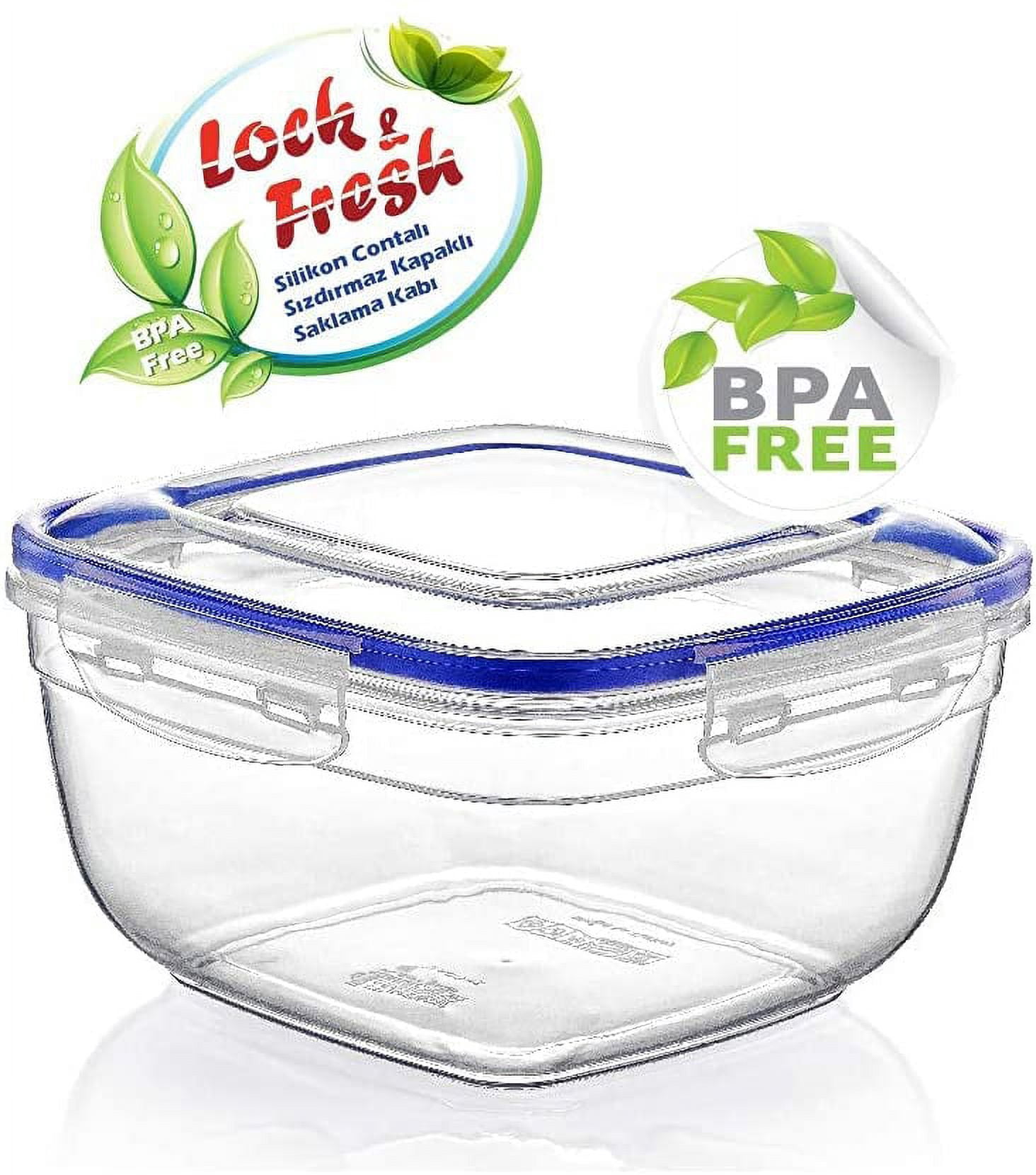 Superio Large Plastic Food Storage Container, with Airtight Lid for Pantry- (4 Quart) Microwave, Dishwasher and Freezer Safe, BPA Free Plastic (6 Pack)