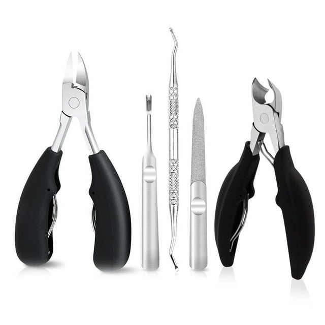 Cortaúñas para uñas gruesas, cortaúñas para uñas encarnadas, kit de pedicura de 5 piezas de alta resistencia para hombres y mujeres