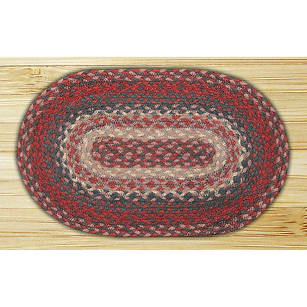 BURGUNDY 100 Natural Braided Jute Oval Swatch Trivet/Placemat by Earth