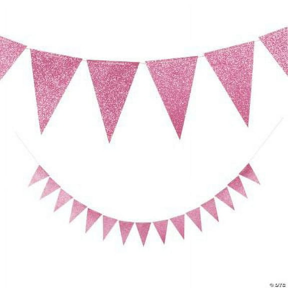 Pink Glitter Pennant Banner, Birthday, Party Decor, 1 Piece
