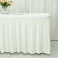 thumbnail image 4 of BalsaCircle 6 ft Fitted Ivory Premium Spandex Rectangle Tablecloth Wavy Table Cover Party Events Decorations, 4 of 7