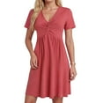 thumbnail image 2 of zaveiop Women Casual Summer Dress 2025 Beach Vacation Floral Sundress Short Sleeve Wrap V-Neck Modest Dresses (Red, Z3-Red), 2 of 9