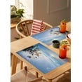 thumbnail image 4 of Placemats Set of 6, Cotton Linen Heat Table Mats Non-Slip Washable Winter Sea Snow Starfish Shell Pine Needle Placemat for Holiday Banquet Dining Kitchen Table Decor, 4 of 5