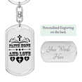 thumbnail image 2 of Hope Love Faith Christian Stainless Steel or 18k Gold Premium Swivel Dog Tag Keychain, 2 of 16