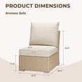 thumbnail image 3 of Aoodor Patio Armless Sofa, 24×35×30 Inch Modular Sectional Brown Wicker Couch with Beige Cushions, for Balcony, Backyard, Porch, Small Patio, 3 of 8