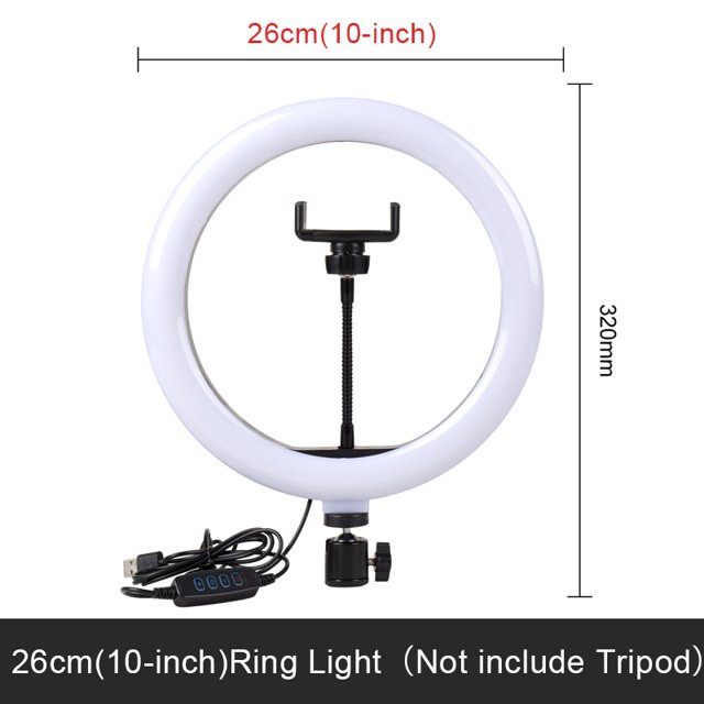 Selfie Ring Light Fotografía Led Borde de lámpara con soporte móvil opcional Soporte de trípode de montaje Ringlight para transmisión de video en vivo Tan Jianjun unisex