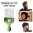 thumbnail image 7 of Unique Bargains Metal Hair Pick Hair Picks for Women Hair Picks for Curly Hair Afro Pick Off-Road Pattern Hair Styling Pick Comb for Women Men Green Black, 7 of 7