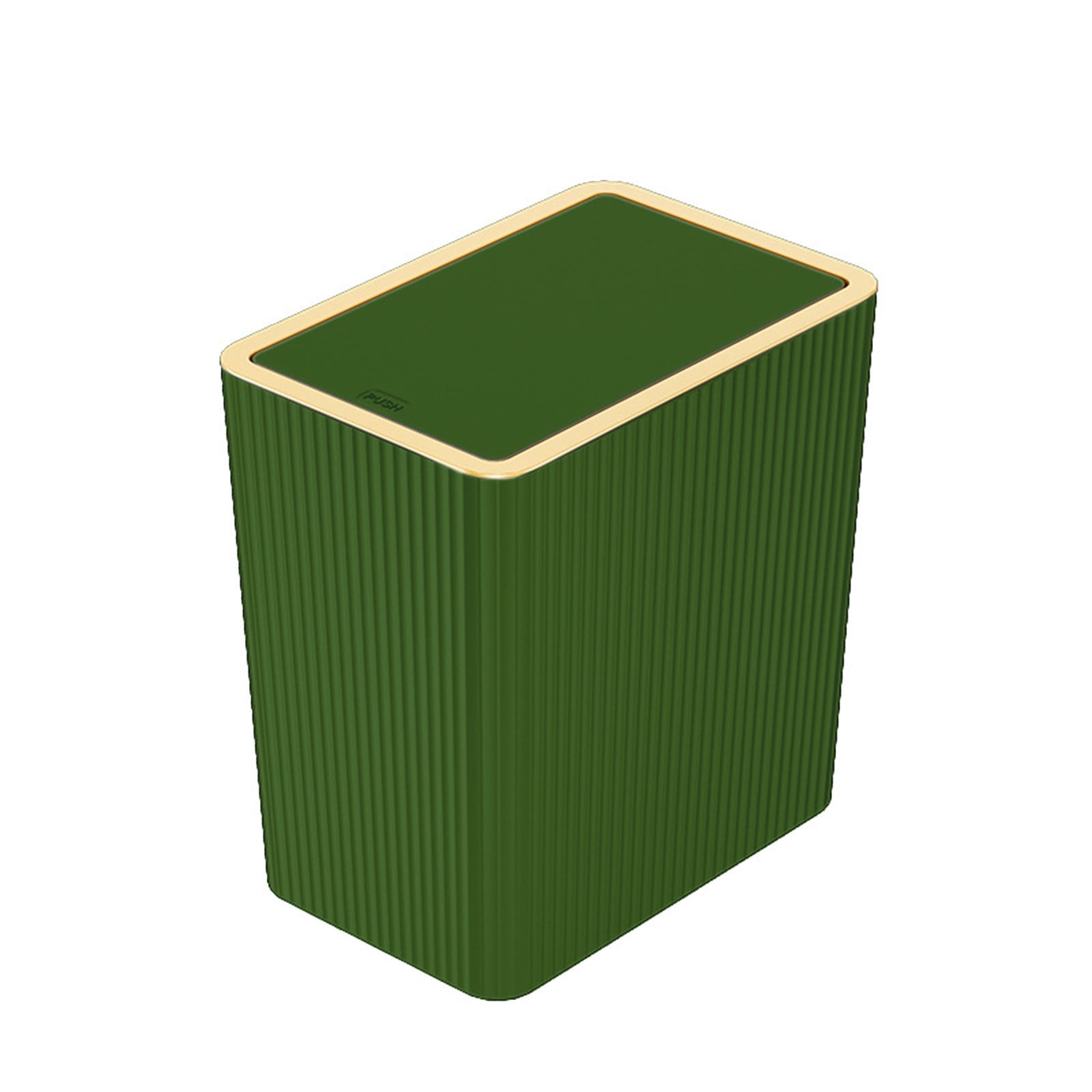 Kingfansion Press Lid Trash Can for Bathroom Kitchen, ABS Odor-Sealing Garbage Bin with Modern Design, 27x26cm Hygiene Household Bin for Bedroom Living Room Office, Green