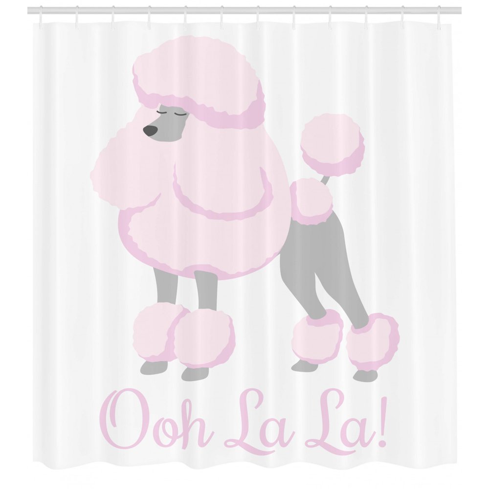 Ooh La La Shower Curtain, Poodle Interpretation with Typography Animal