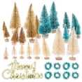 thumbnail image 1 of 1 set of Mini Pine Trees Mini Christmas Trees with Wood Base Artificial Trees Wreath, 1 of 9