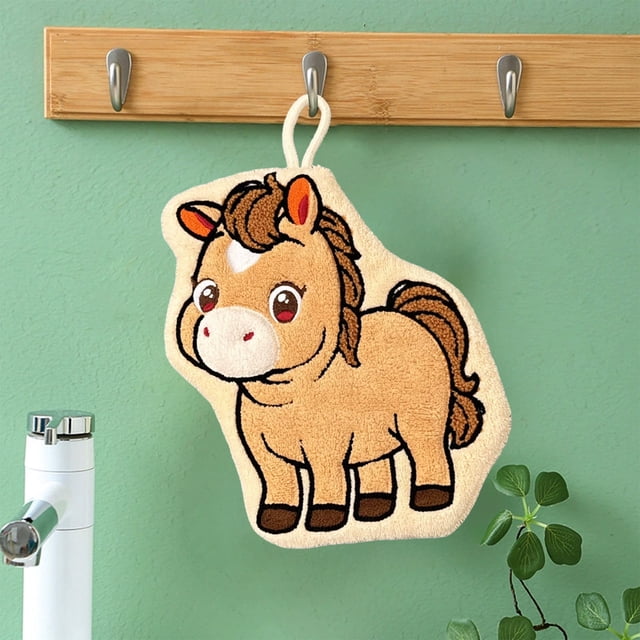 Accesorios de baño Toallas colgantes con forma de caballito Paños de limpieza para cocina y baño Toallas pequeñas para el hogar Productos con temática del Año de los Caballos Toallas de poliéster