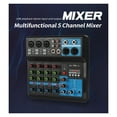 thumbnail image 3 of Mixeur DJ Professionnel Portable 5 Canaux avec Alimentation Phantom 48v Intégrée Console de Mixage USB pour Diffusion en Direct sur Scène, 3 of 7