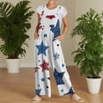 thumbnail image 4 of JULMCOMO American Flag Jumpsuits for Women 1776 250th Year Plus Size Wide Leg Stars Stripes Overalls Red White Blue Sleeveless Patriotic Rompers with Pockets Blue L, 4 of 7