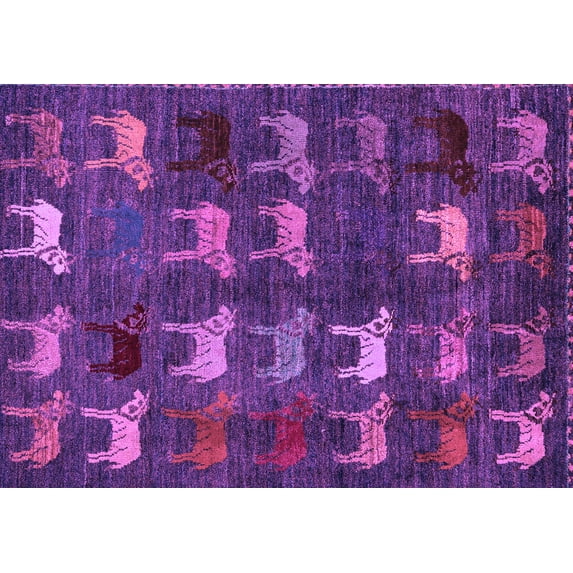Ahgly Company Indoor Rectangle Abstract Purple Modern Area Rugs, 5' x 7'