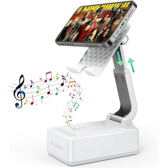 TRAHOO-Gifts for Men Women,Wireless Bluetooth Speakers with Stand for Cell Phone, Flexible Comfort View Loud Clear Sound Birthday Gifts for Women Men Everyone, Tech Gadgets for Phones White
