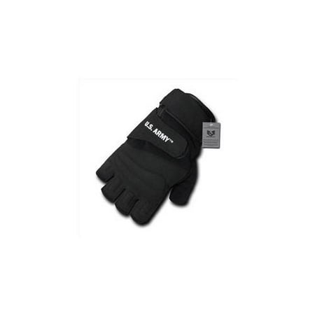 RapDom U03-ARM-BLK-02 Half Finger Gloves, Army - Black, Medium
