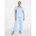 thumbnail image 2 of Joyspun Women's Lightweight Short Sleeve Sleep Tee and Pants Set, 2-Piece, Sizes XS-3X, 2 of 5