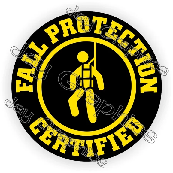 20 Pack ~ Fall Protection Certified Black & Yellow Hard Hat Helmet Stickers