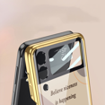 thumbnail image 2 of For Samsung Z Flip 4 Case Ultra-Thin Tempered Glass Phone Case Protective Cover Fashion Electroplated PC Back Cover, 2 of 4