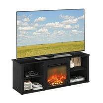 Furinno CLASSIC Fireplace TV Entertainment Center up to 60 Inch Dark Americano