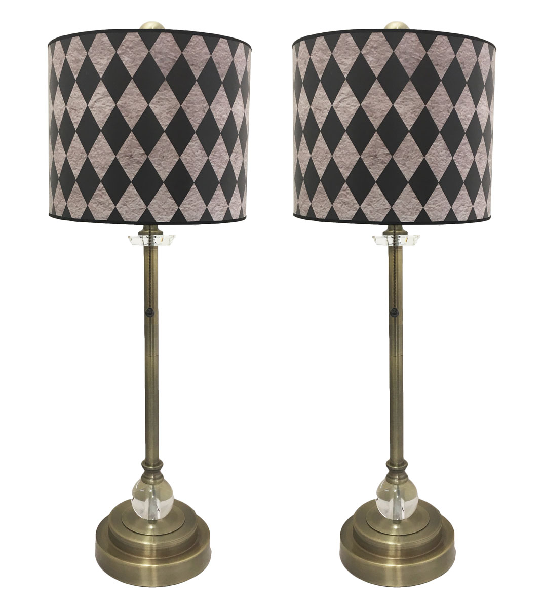 Royal Designs 28" Crystal and Antique Brass Buffet Lamp with Vertical