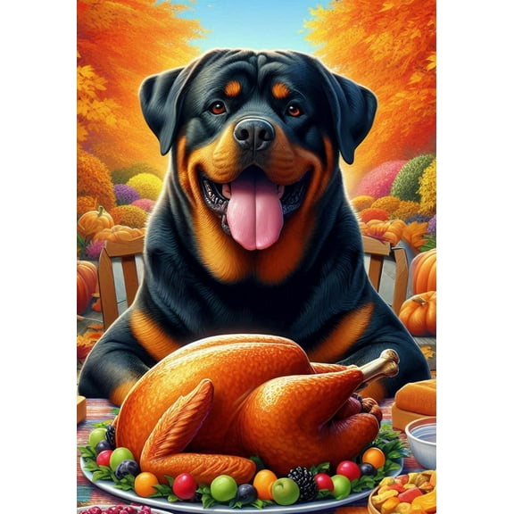 Rottweiler - Best of Breed DCR Thanksgiving House Flag 28" x 40"