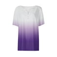 thumbnail image 5 of Ashirexll Tops for Women Trendy, Ladies' Non Positioning Printed V-Neck Button T-shirt Loose, 5 of 5