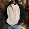 thumbnail image 2 of KHONTS Men's Quarter Zip Hoodies Drawstring Waffle Knit Hooded Sweatshirt Casual Long Sleeve Pullover Tops with Pocket Beige XL, 2 of 4