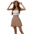 thumbnail image 1 of Women Summer Boho High Waisted Ruffled Cute Casual Dressy Mini Skorts Khaki L, 1 of 7