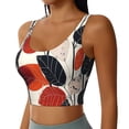 thumbnail image 2 of Gukieu Modern Abstract Leaf Pattern Print Women's Sports Vest, Low-neck U-shaped Removable Pad Sports Bra for Yoga, Exercise, Dance-XX-Large, 2 of 8