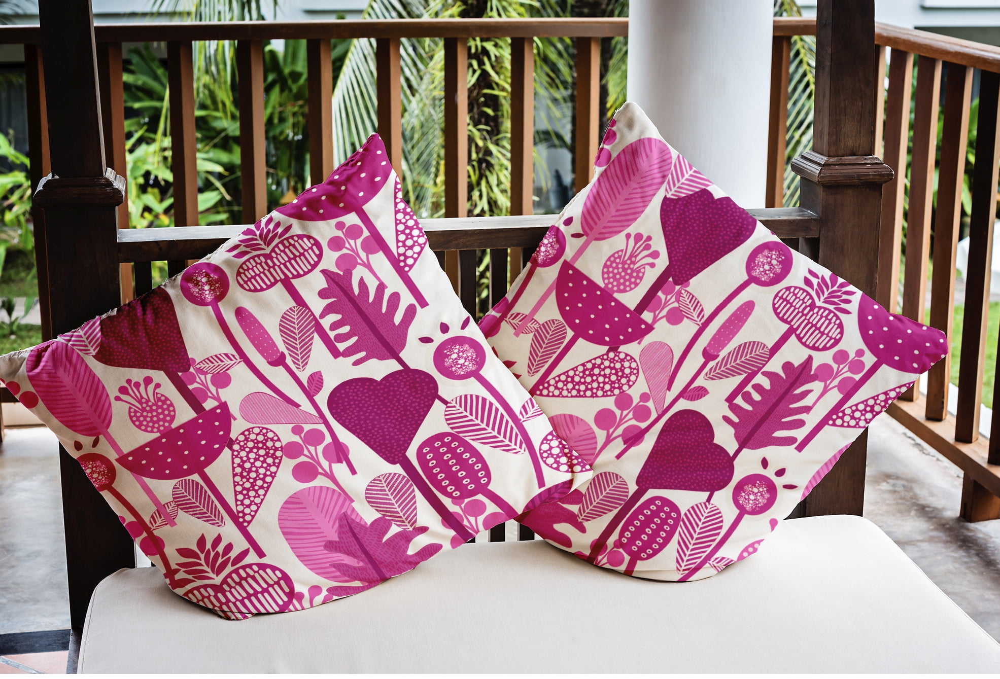 Simply Daisy 16" x 16" Scandinavian Pink, White, Multi-color Polyester Throw Pillow
