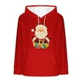 thumbnail image 6 of Flannel Hoodies Womens Christmas Outfits Funny Santa Claus Sweatshirt Soft Velvet Hooded Pullover Sweater Tops (L, Red 02), 6 of 7