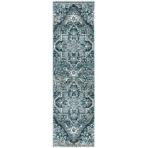 SAFAVIEH Vintage Hamadan Kiaran Medallion Runner Rug, Blue/Ivory, 2'3" x 8'