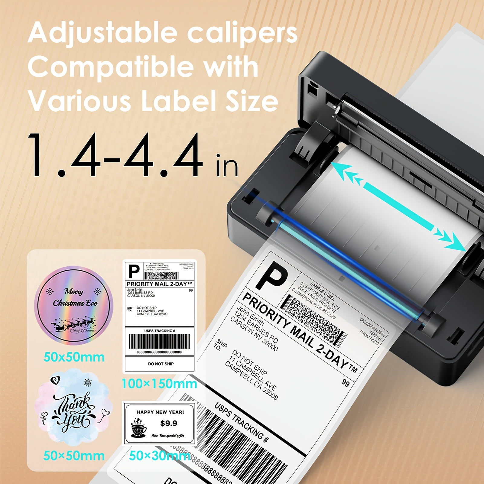 Wireless Thermal Label Printer: 4x6, Compact Desktop, Black, Effortless Use with iPhone Android Windows – for Shipping & Mailing, Ideal for Small Business & Home Office - FANRUINA