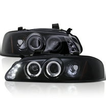 Spec-D Tuning Glossy Black Housing W/ Smoke Lens Projector Halo Headlights Compatible with 2000-2003 Nissan Sentra, Left   Right Pair Headlamps Assembly