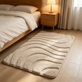 thumbnail image 6 of Wave Textured Soft Floor Mat, 23.6 x 15.8-Inch Polyester Blend Rug for Bathroom, Bedroom and Entryway, Brown, 6 of 7