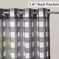 thumbnail image 3 of 2 Panels Linen Textured Grommet Plaid Curtain, Semi Transparent Print Curtain Drapes, 3 of 7