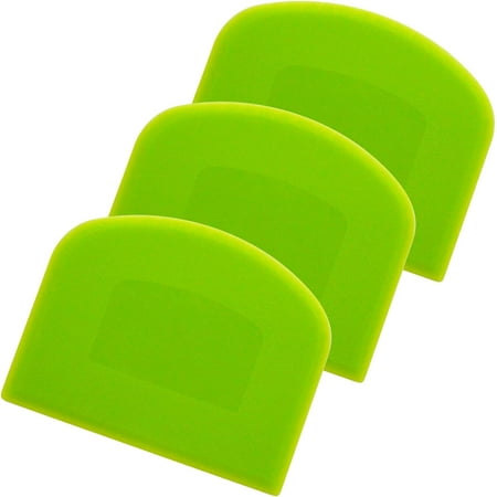 

Bowl Scraper 3 Pieces Dough Scraper for Baking Food Grade Plastic Dough Cutter Flexible Plastic Bench Scraper Multipurpose Kitchen Scraper for Bread Dough Cake etc (Green)