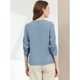 thumbnail image 5 of DARING DIVA Round Neck Keyhole Pleated Shirred Work Top M Grey Blue, 5 of 6