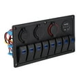 thumbnail image 3 of 12V 24V 8 Gang LED Rocker Switch Panel, Panel de control del interruptor del eje de balancín LED del barco del coche, Encendedor de cigarrillos con voltímetro doble USB con etiquetas y tornillos Ecomeon no, 3 of 6