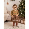 thumbnail image 5 of BemeyourBBs Toddler Girl Christmas Gingerbread Dress Ric Rac Long Sleeve A-line Tulle Dress with Decorative Buttons Cute Baby Clothes, 5 of 9