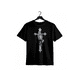 thumbnail image 1 of Camiseta deportiva negra para hombre con diseño de cruz y mano en oración, tejido microelástico de 95% elastano, ideal para fitness y entrenamiento., 1 of 6