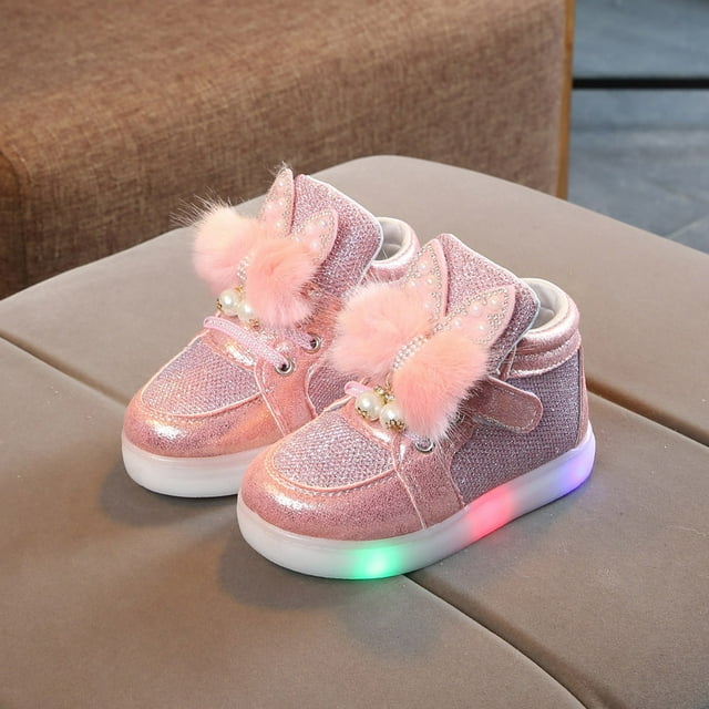 DPTALR oddler Infant Kids Baby Girls Rabbit LED Luminous Sport Shoes Sneakers