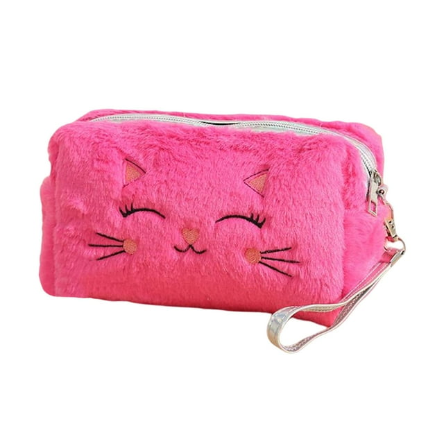 Bolso cosmético lindo de la felpa del gato para de tarjeta de San Valentín de las de las mujeres Gran capacidad Estilo B Yuyangstore Bolsa cosmética