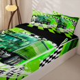 thumbnail image 3 of Castle Fairy Bold Truck Art Zipper Full Size Comforter Sets with Fitted Sheet and 2 Pillowcases,Vivid Lorry Graphic Zipper Bedding Set for Bedroom,Green,4pcs,Black Reversible, 3 of 6