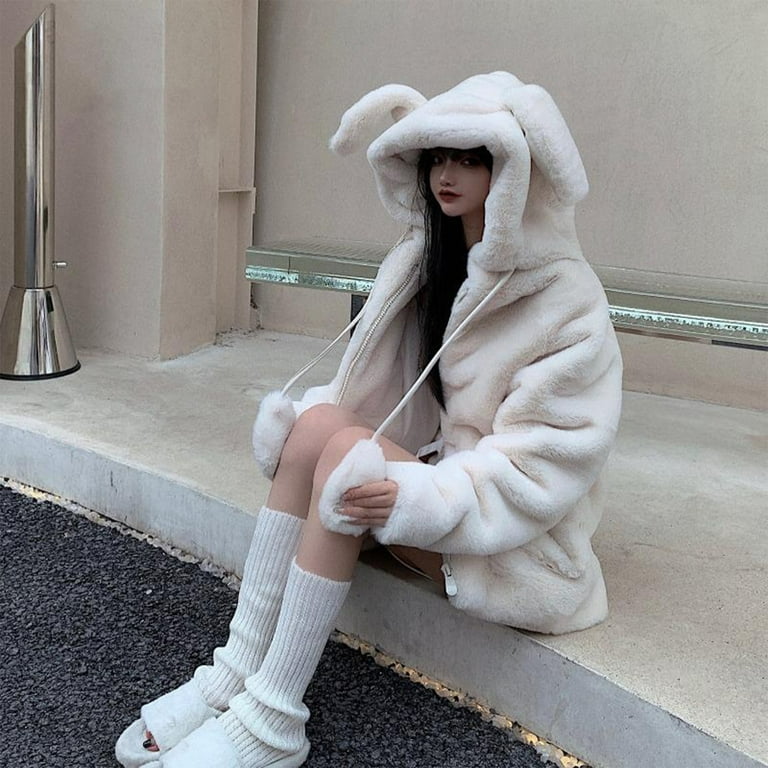 Zip up bunny hoodie sales