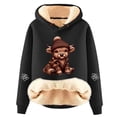 thumbnail image 1 of Chandail en Molleton Grande Taille, Sweat à Capuche Doublé Imprimé Vache Mignon Mode Décontractée Manches Longues pour Confort Confortable, Chandail en Molleton Col Rond Femmes, Taille : 3TG, 1 of 5