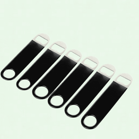 6 Pack Stainless Steel Bartender Bottle Openers, Black